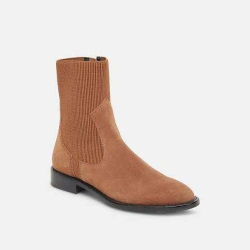 Dolce Vita Gineva Boot Womens 8.5 Brown Suede Leather Ankle Western Boho Neutral